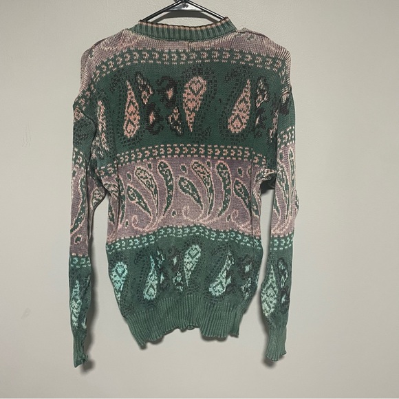 Private Club Green and Pink Patterned Sweater womens size medium - Picture 3 of 3